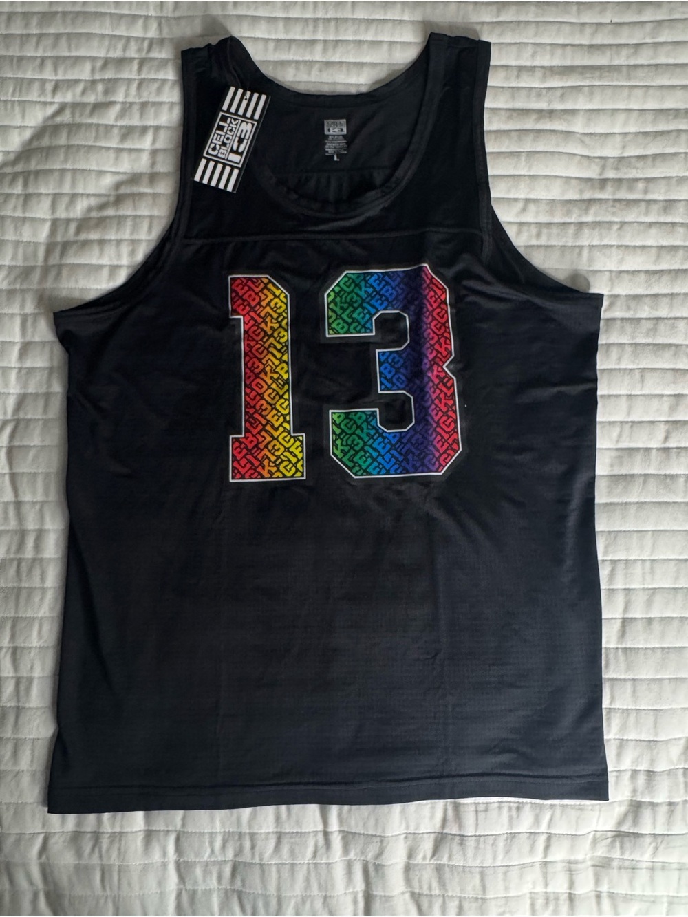 CELLBLOCK13 Men's Black Tank Top with Rainbow '13' Graphic